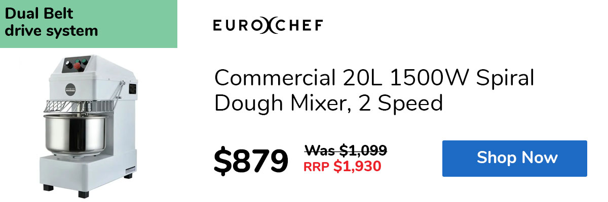 Commercial 20L 1500W Spiral Dough Mixer, 2 Speed