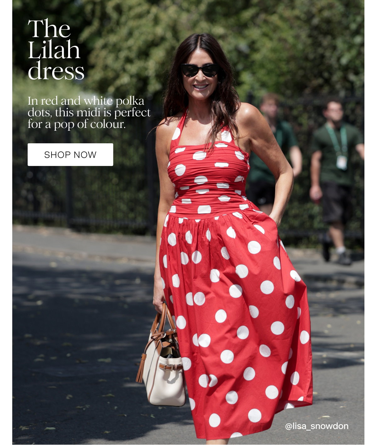 Red Polka Dot Halterneck Lilah Midi Dress