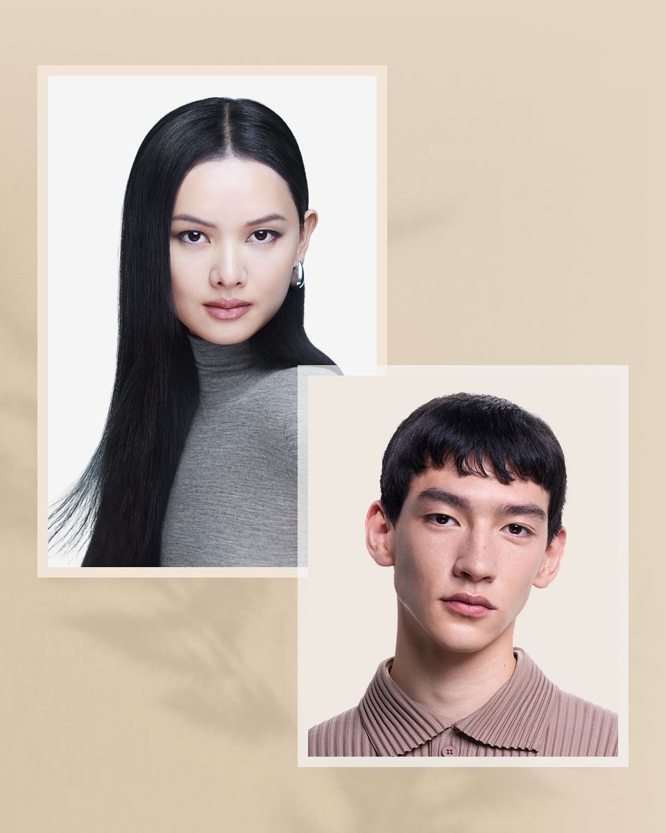 Pair of models with hair styled using the Dyson Supersonic Nural hair dryer.