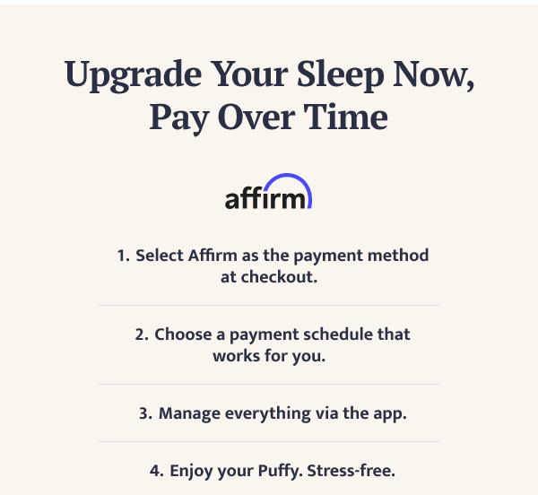 Buy now, Pay later with Affirm.