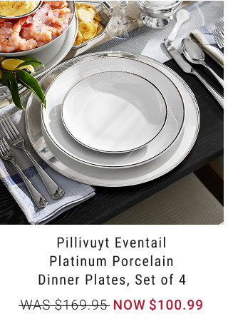 Pillivuyt Eventail Platinum Porcelain Dinner Plates, Set of 4 NOW $100.99