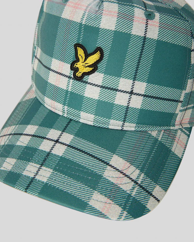 Lyle & Scott Tartan Print Baseball Cap in Everglade Green