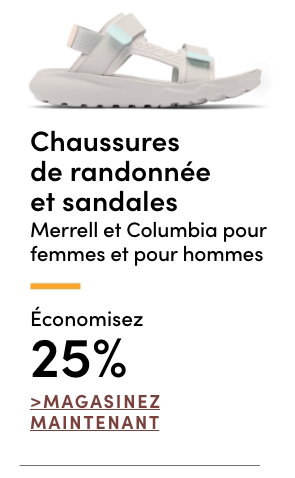 Chaussures de randonnée et sandales Merrell et Columbia pour femmes et pour hommes économisez 25%