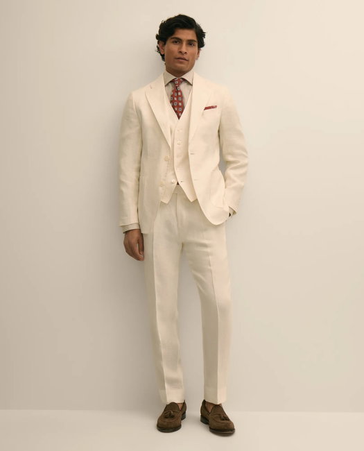Image of Slim Fit Linen Suit Pants