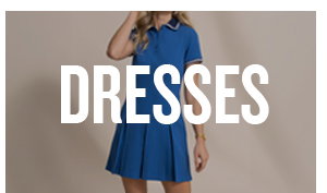 Dresses. Woman in blue polo dress.
