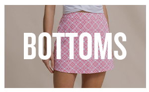 Bottoms. Woman in pink patterned skort.