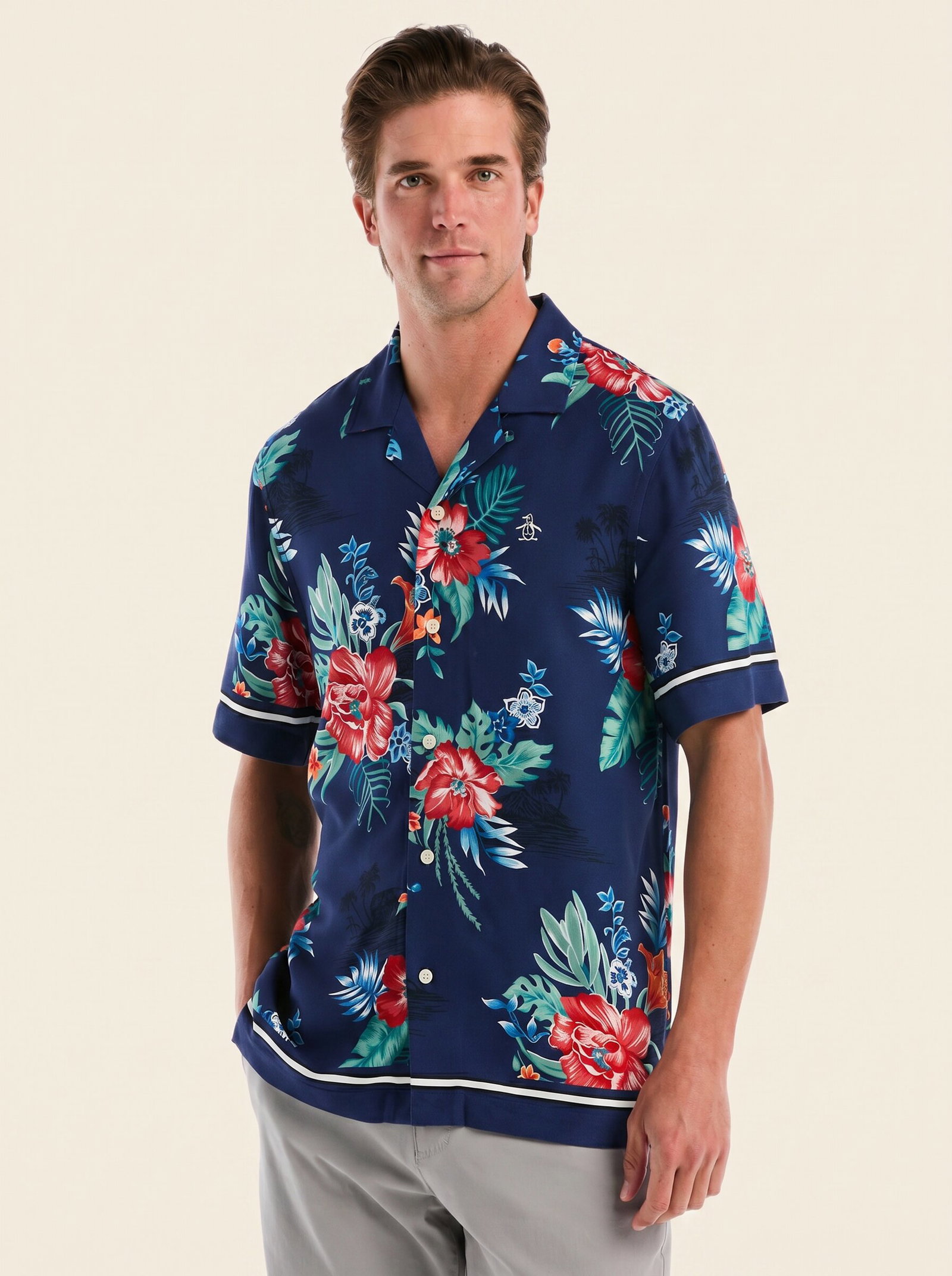 Shop Hawaiian Print Button-Up Camp Shirt Shop Hawaiian Print Button-Up Camp Shirt