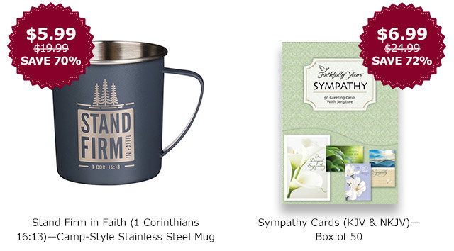 Stand Firm in Faith Camp-Style Stainless Steel Mug | Sympathy Cards Box of 50