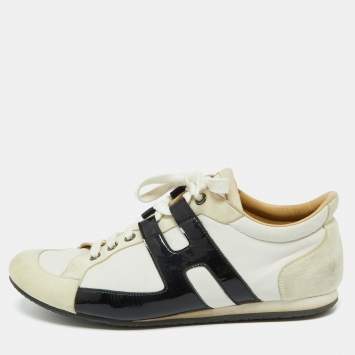 White/Black Leather and Suede 