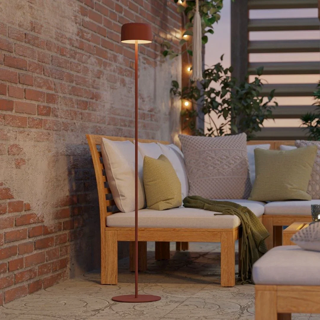Image of Roccanova Orange Solar LED Rechargeable Touch Floor Lamp