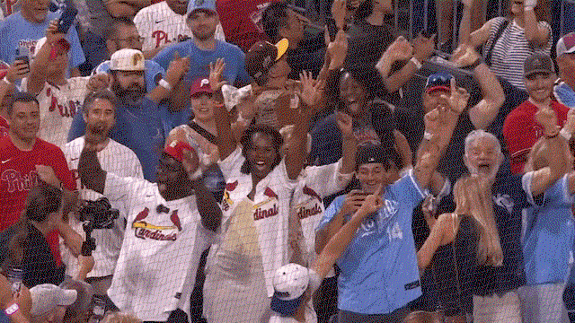 An animated gif of Jordan Walker's family celebrating in the stands