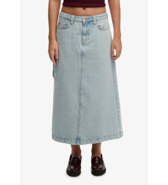 Falda Denim Cargo Maxi azul