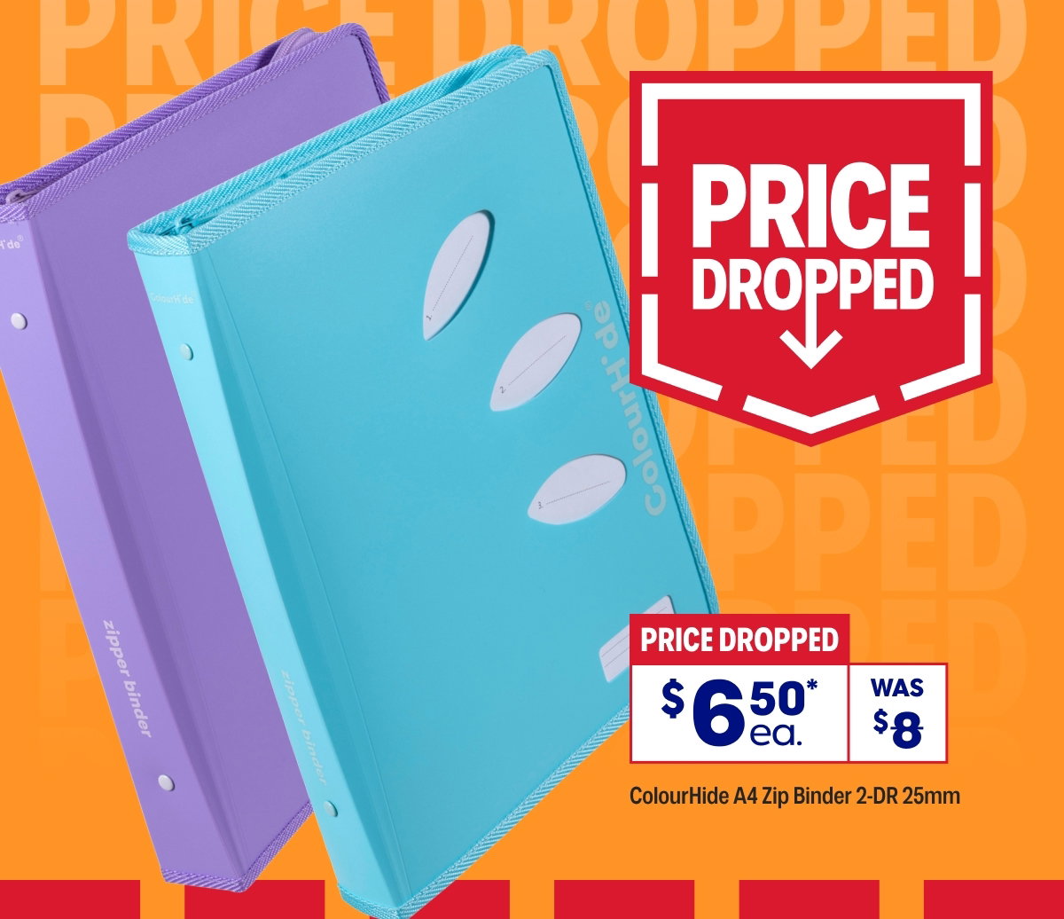 ColourHide A4 Zip Binder 2-DR 25mm