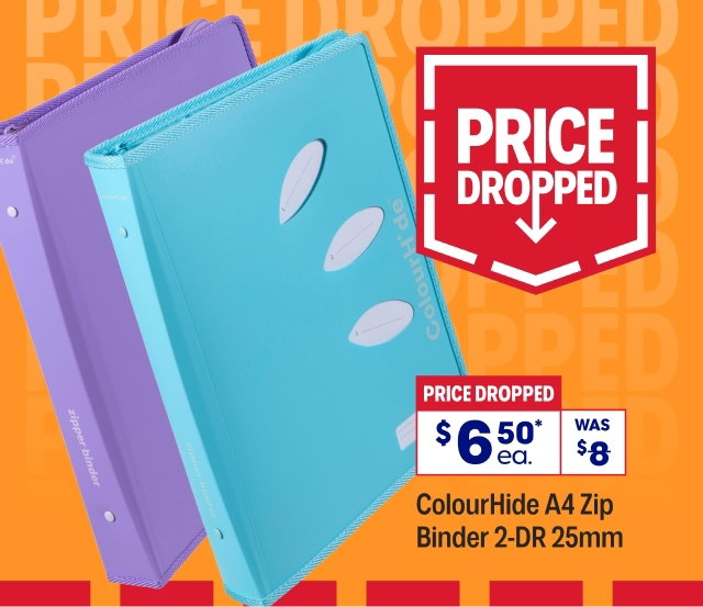 ColourHide A4 Zip Binder 2-DR 25mm