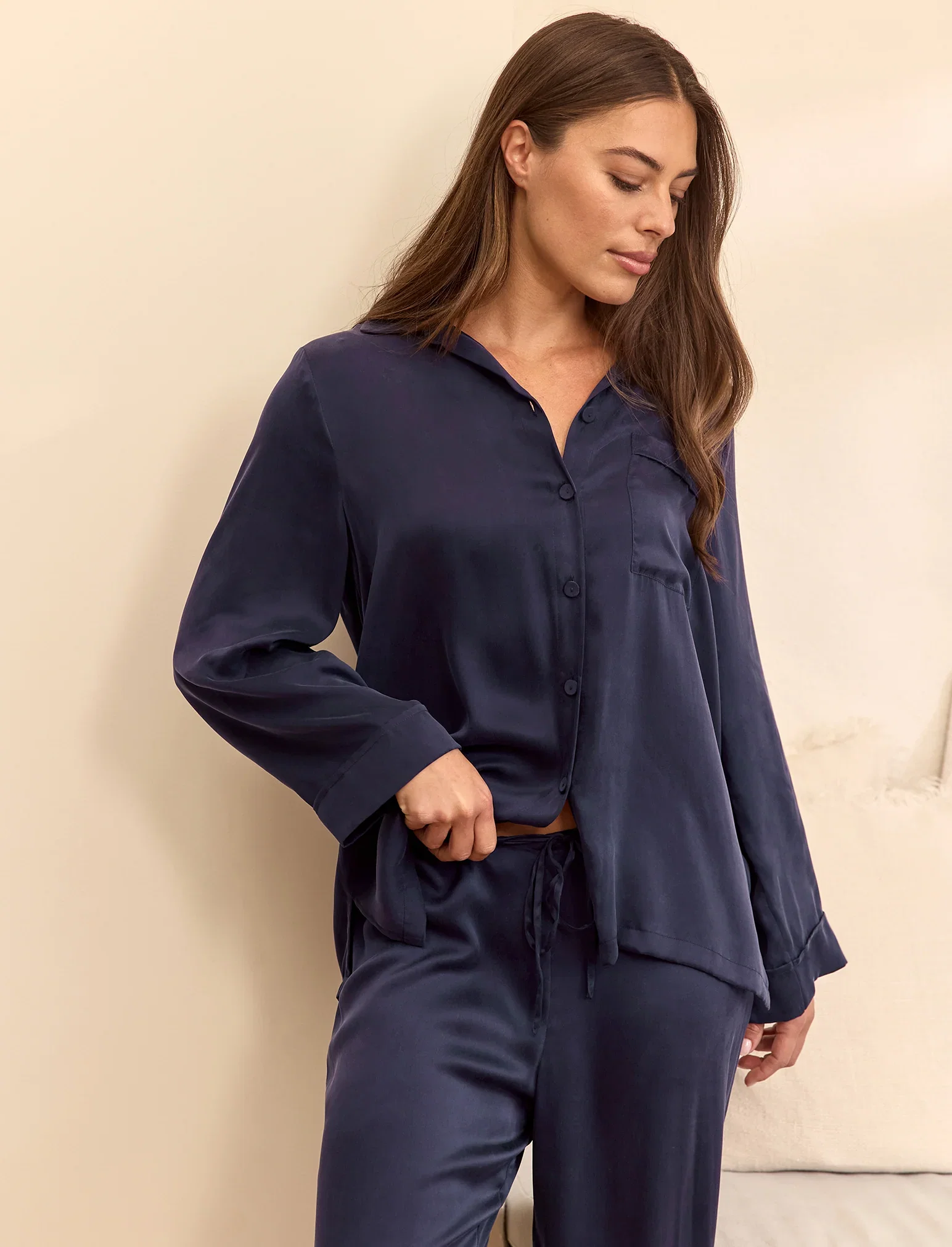 Image of Audrey Washable Silk Full Length PJ Set