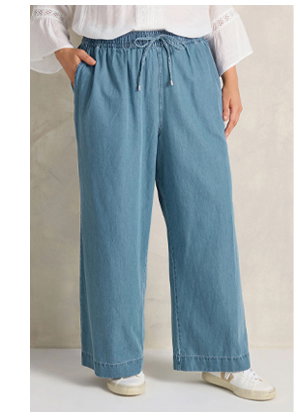 EVANS Curve Midwash Blue Wide Leg Denim Trousers