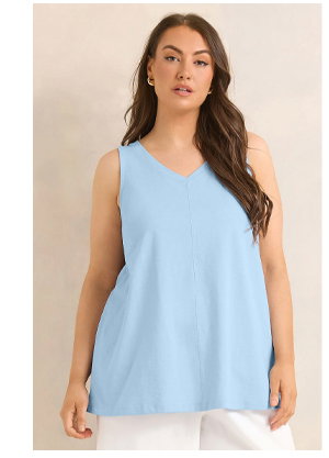 EVANS Curve Blue Premium Cotton Vest Top