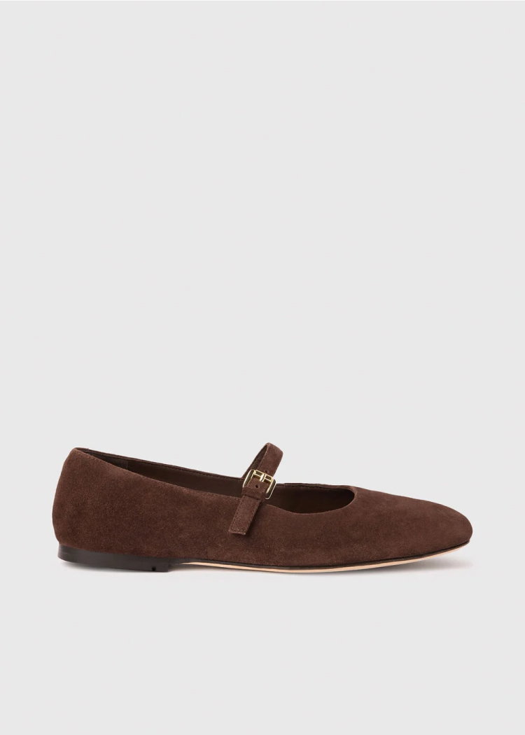 Chocolate Suede Mary Jane Ballet Pump