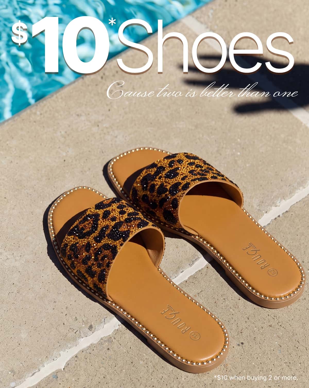 Shop Animal Print Rhinestone Detail Slide Sandals