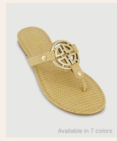 Shop Metallic Geometric Pendant Studded Thong Sandals