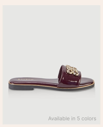 Shop Rhinestone Metallic Pendant Slide Sandals