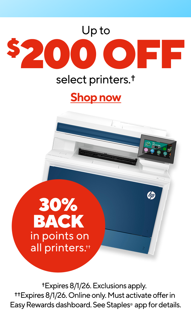 Up to $200 off select printers. 30% in points on all printers. Shop now.