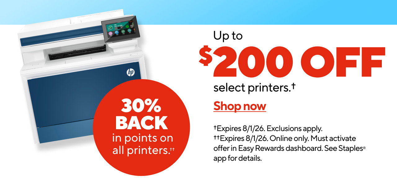 Up to $200 off select printers. 30% in points on all printers. Shop now.