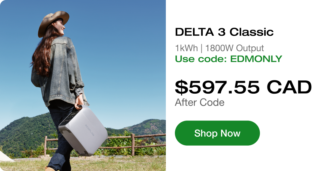 DELTA 3 Classic 1kWh | 1800W Output 🎁 Use code: EDMONLY $597.55 CAD