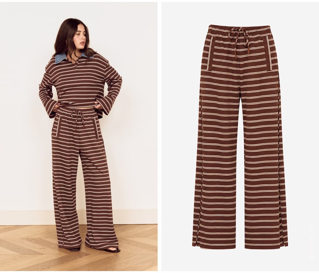 Stripe Relaxed Drawstring Jersey Pant