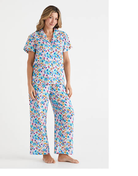 Vivid Floral Ditsy Short Sleeve Pyjama Set