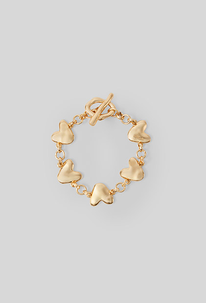 Bracelet chaîne coeurs martelés