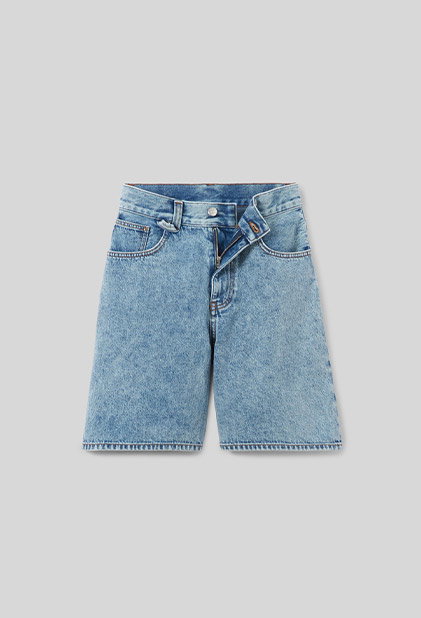 Short droit denim délavé