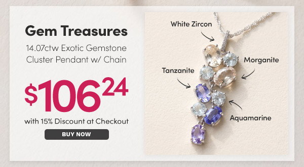 14.07ctw Exotic Gemstone Cluster Pendant w/ Chain – $106.24 – Price with 15% Discount Applied at Checkout
