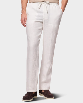 White Linen Drawstring Trousers