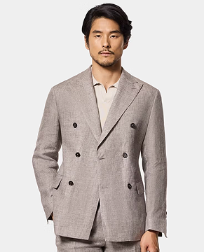 Tailored Fit Brown Melange 1913 Linen Suit Jacket