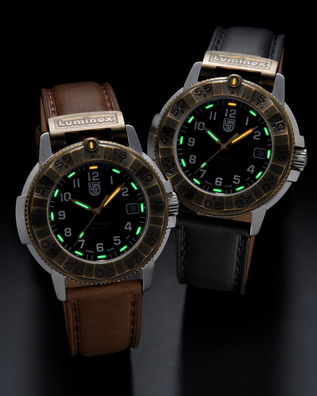 Watch detail shot on black background
