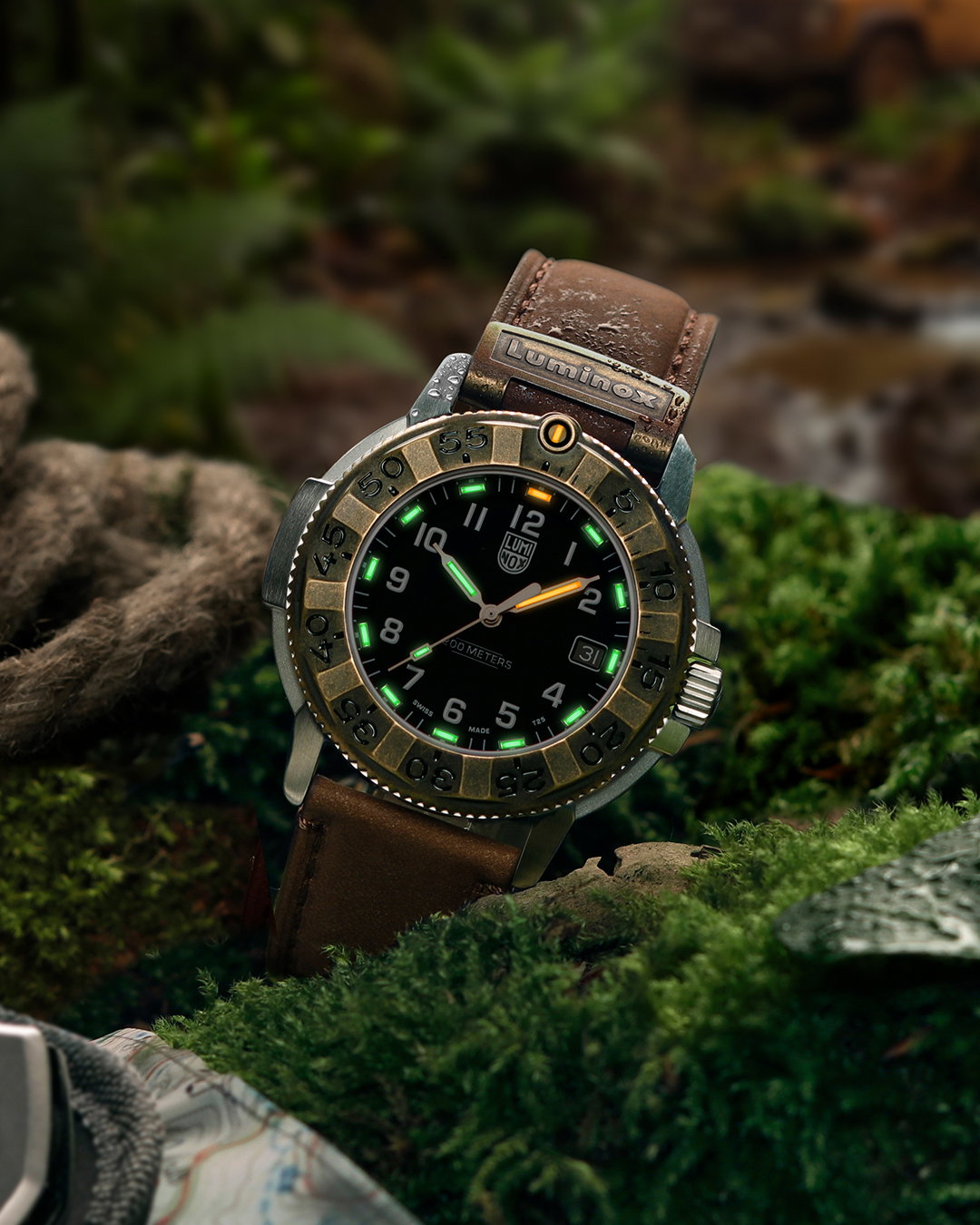 Watch detail shot on black background