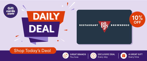Giftcards.com - Daily Deal - Shop Today's Deal - Great Brands You Love - Exclusive Deal Every Day - A Great Gift Every Time - BJs Brewhouse Gift Card - 10% Off