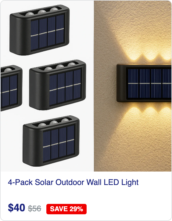 4-Pack Solar Outdoor Wall LED Light