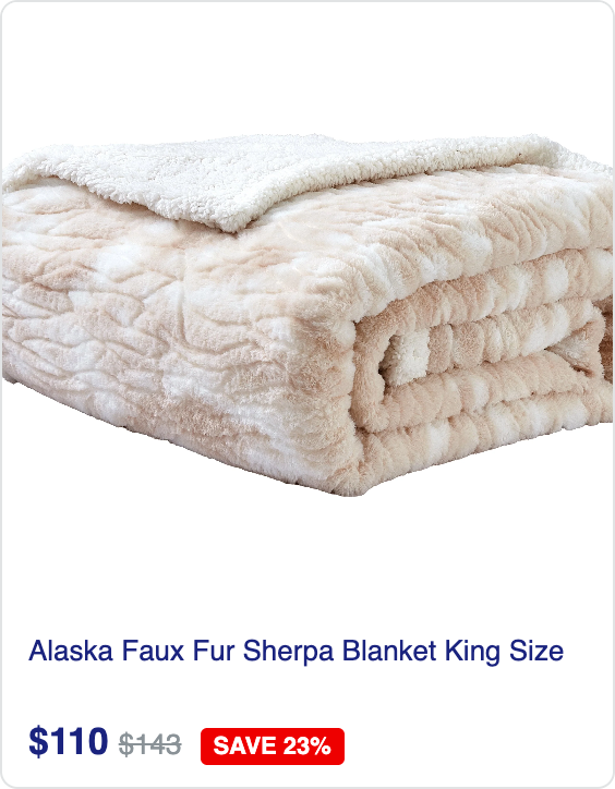 Alaska Faux Fur Sherpa Blanket King Size