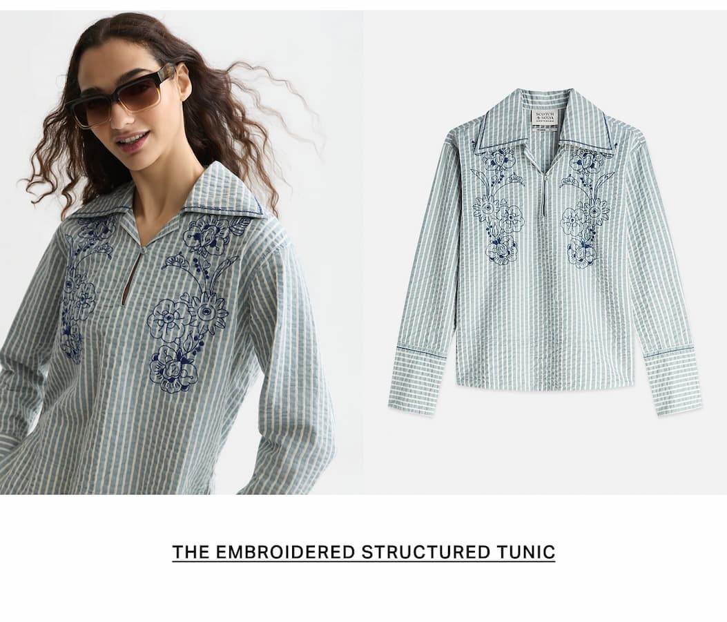 Embroidered Structured Long-Sleeved Tunic