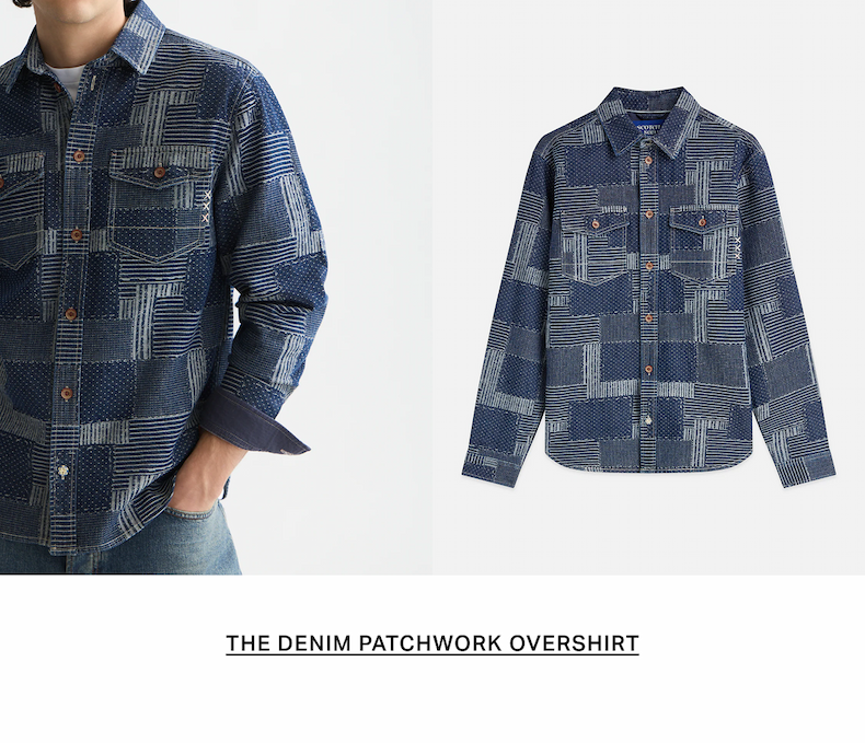 Denim Patchwork Relaxed-Fit Overshirt