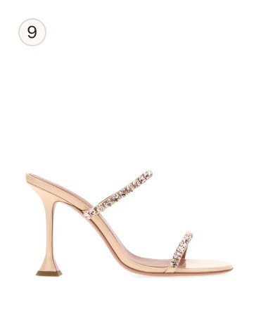 Amina Muaddi Pearly Gold Sandal Heel - Gold