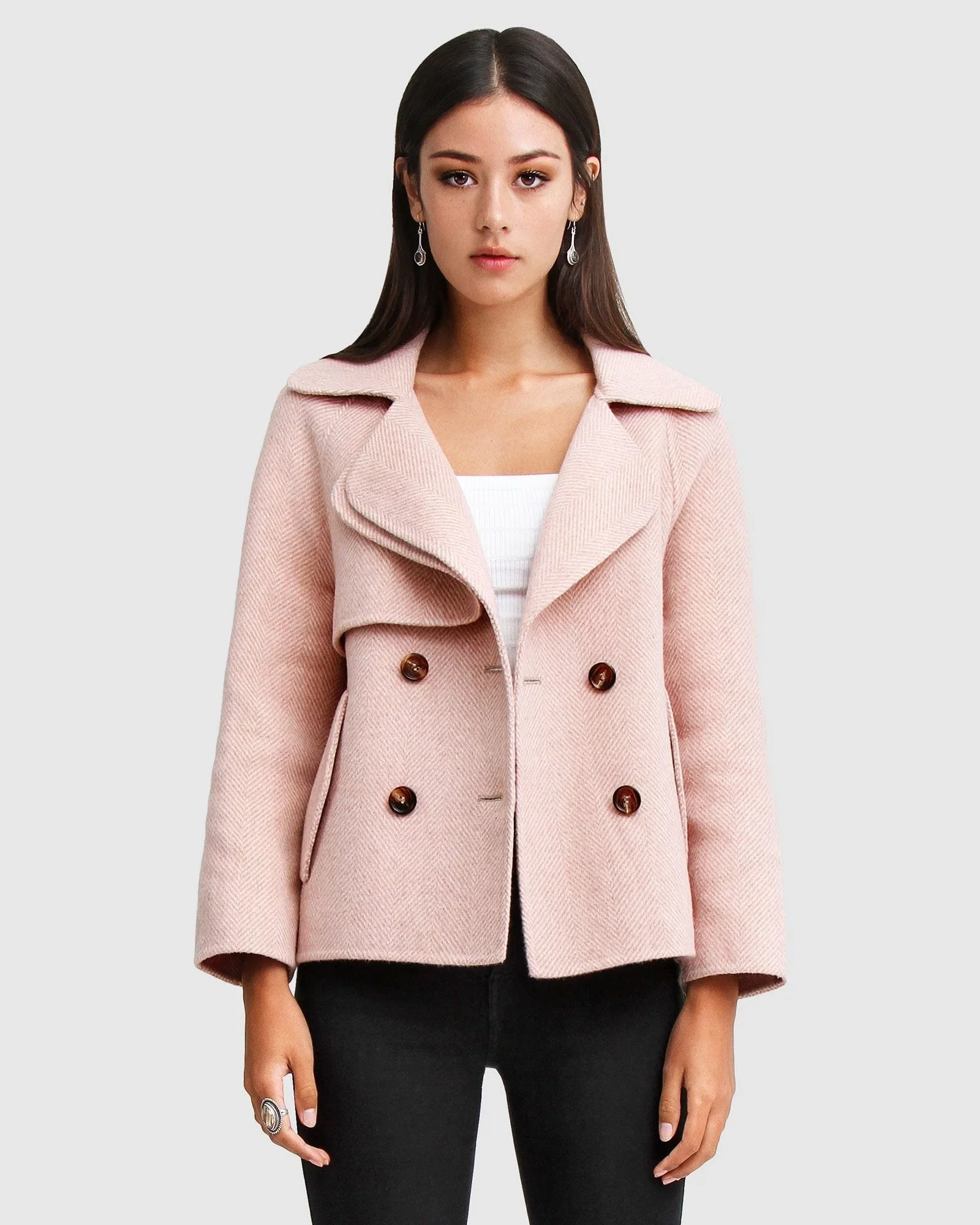 Image of I'm Yours Wool Blend Peacoat - Blush