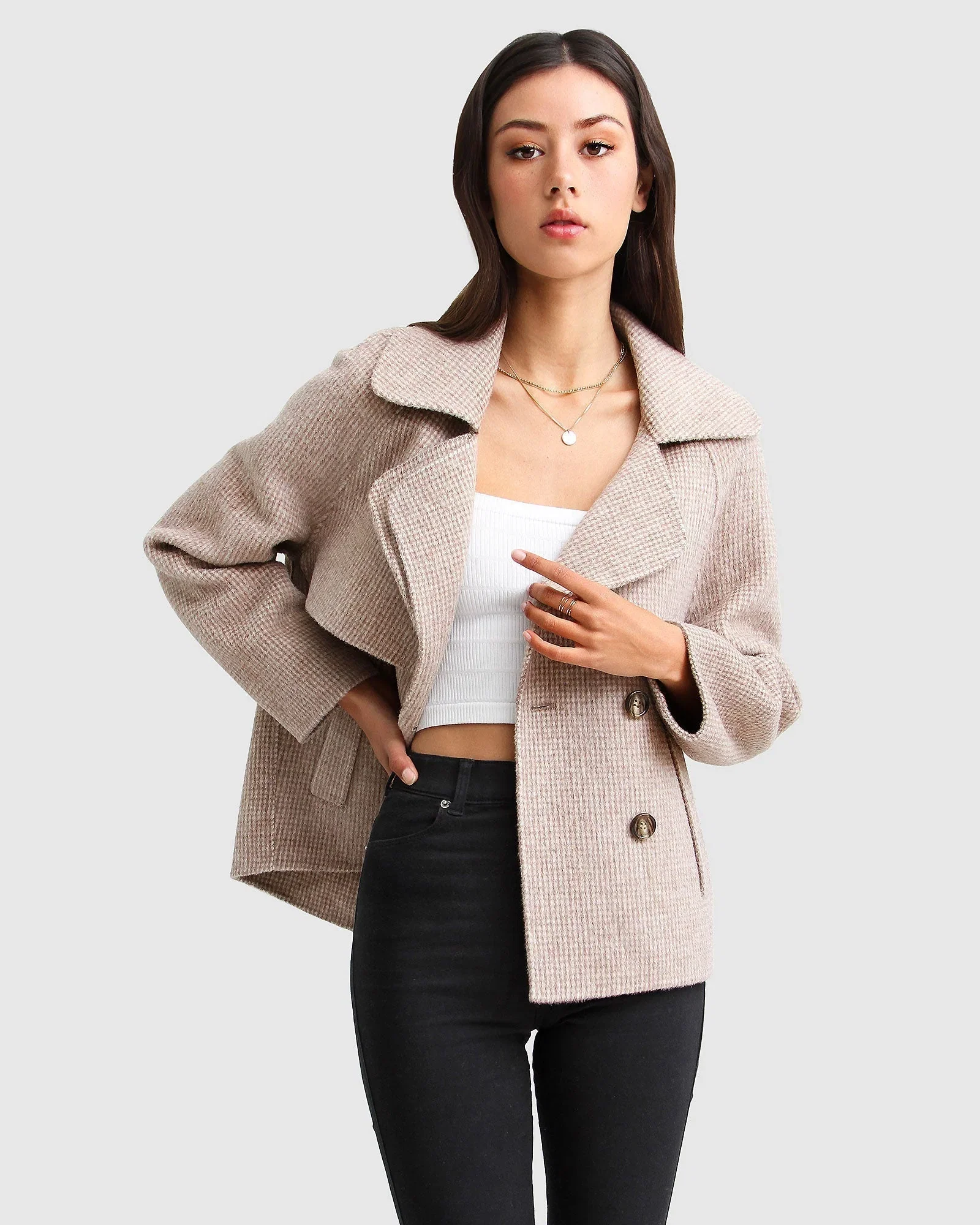 Image of I'm Yours Wool Blend Peacoat - Beige