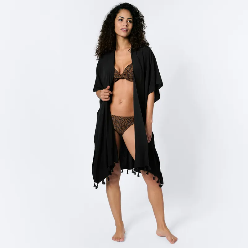 Schwarzes Damen-Strandkleid aus Viskose.