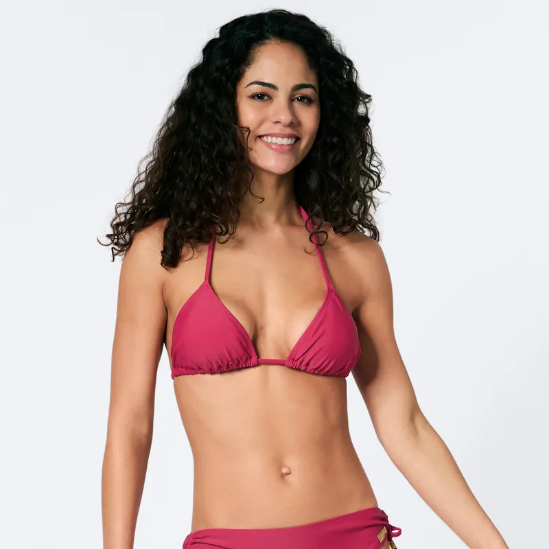 Pinke Damen-Bikini-Oberteil mit Schnürung.