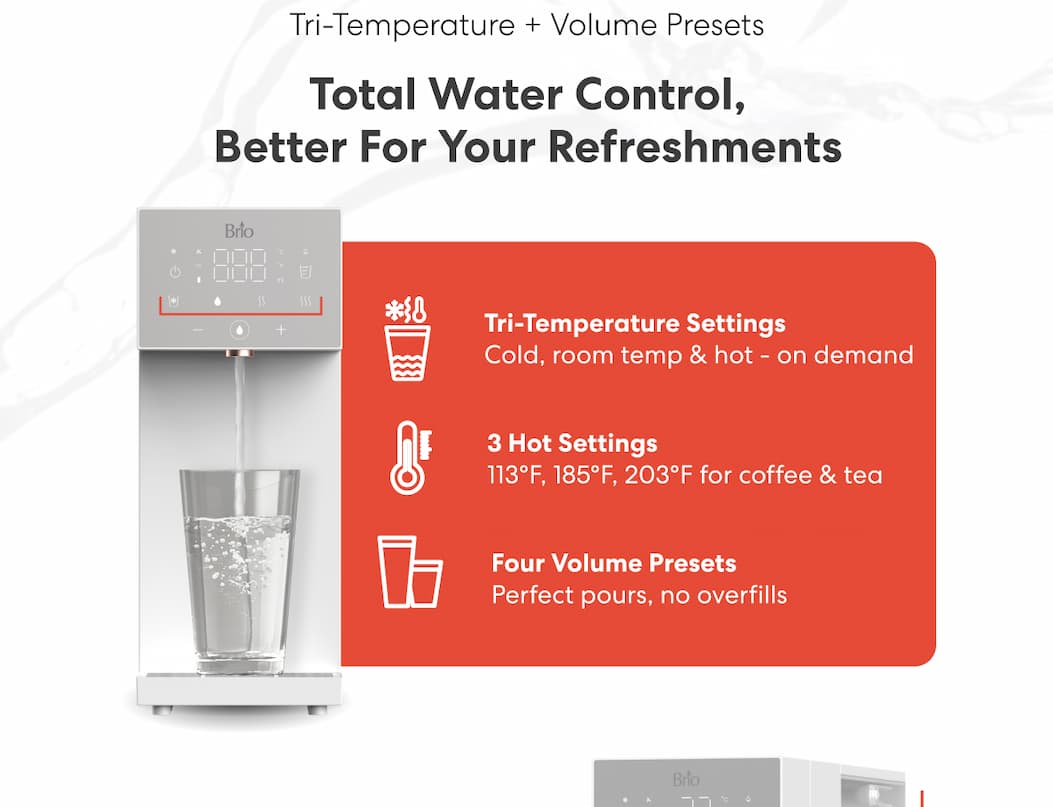 Tri-Temperature + Volume Presets | Total Water Control, Better For Your Refreshments