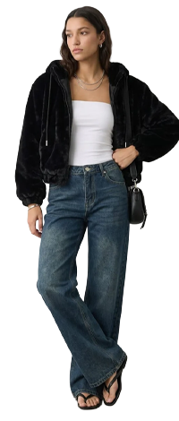 Black Faux Fur Jacket Hoodie