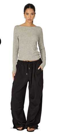 Black Cargo Pants Elasticated Waist
